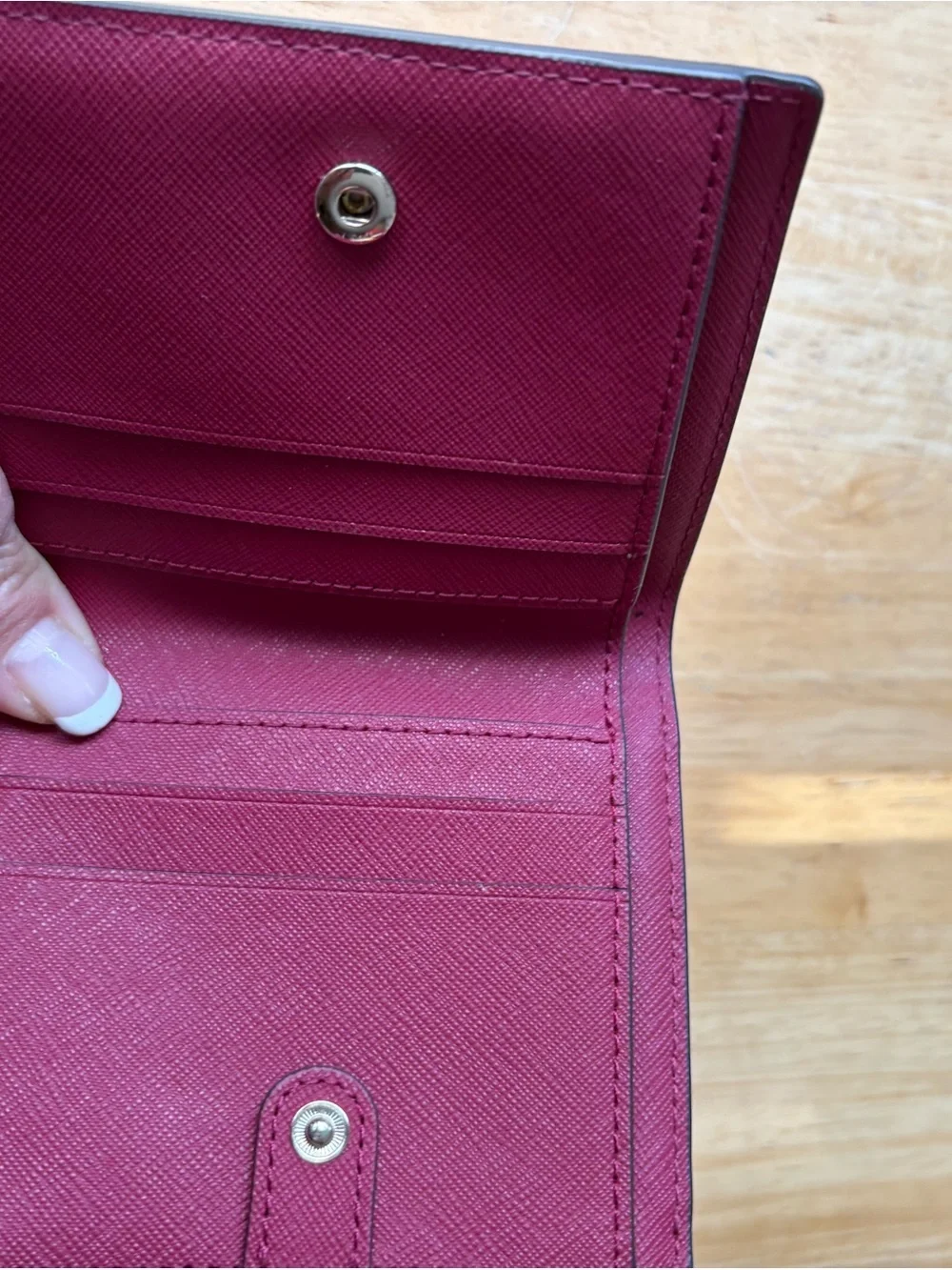 kate spade Hot Pink Pebbled Leather Zip Wallet with Gold Hardware